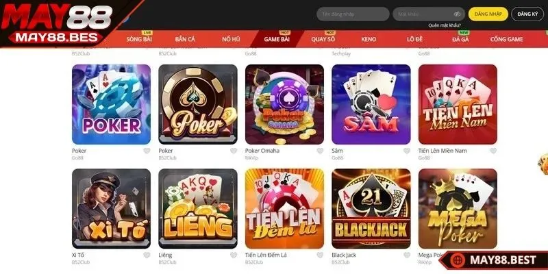 Đa dạng game bài truyền thống siêu hot